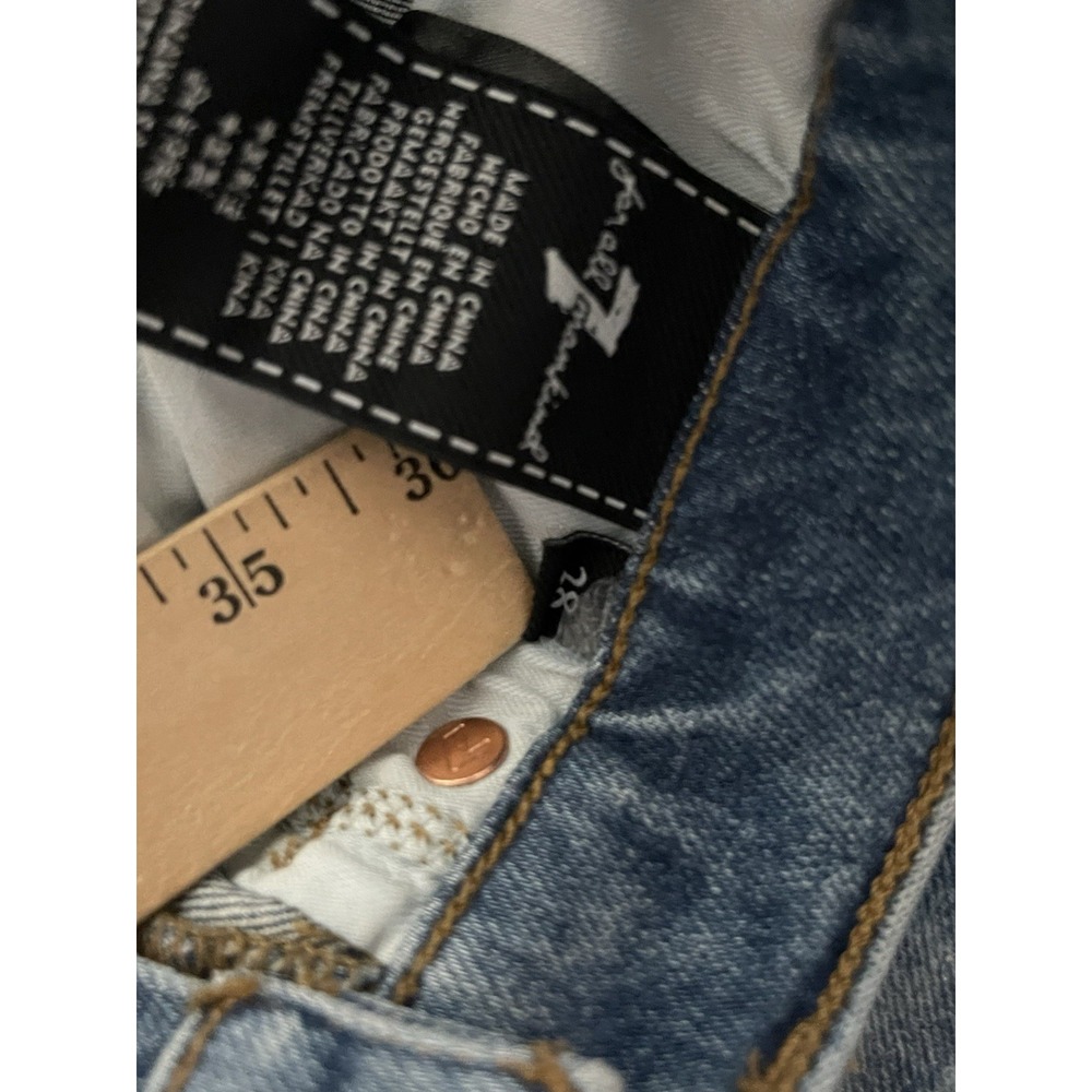 7 For All Mankind Jeans Womens 28 Medium Wash Cropped Alexa Embroidered Flowers - Picture 10 of 16